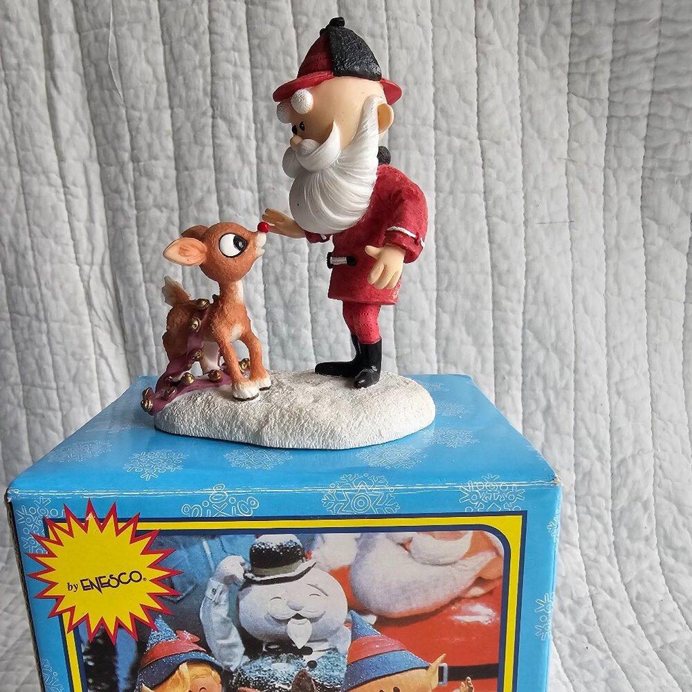 Rudolph the Red Nosed Reindeer  with Santa figurine- Enesco
